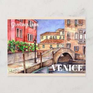 Venice - Pen & Wash Watercolor Postcard
