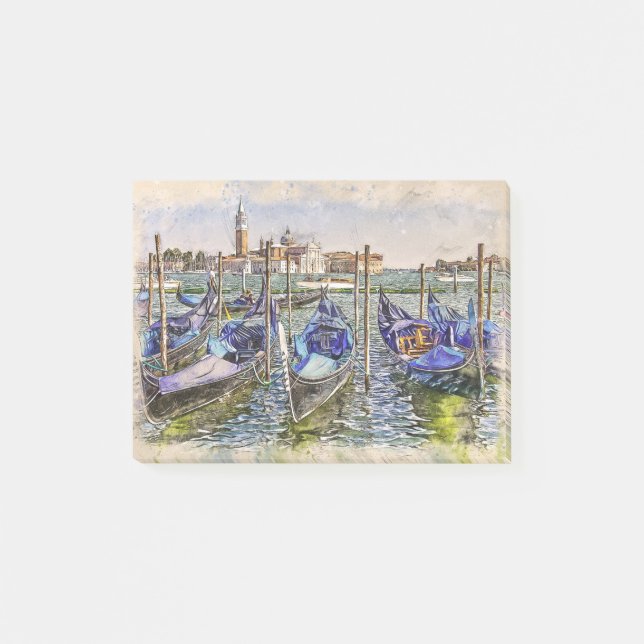 Venice Port Blue Boats Post-it Notes (Front)