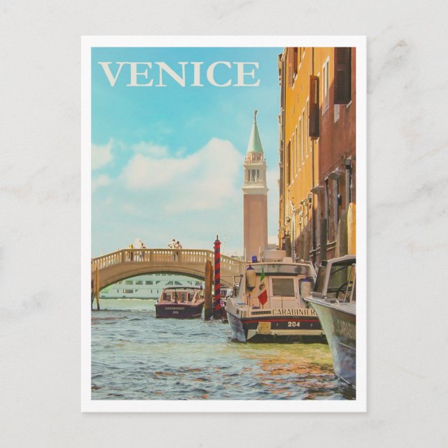 Venice, Retro Travel Postcard (Front)