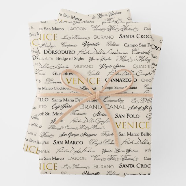 Venice Sights Gift Wrap - 3 sheets (In situ)
