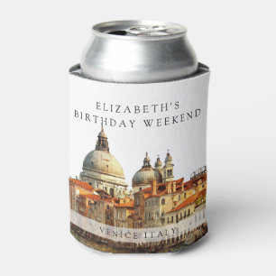 Venice Skyline Watercolor Birthday Weekend Can Cooler