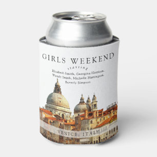 Venice Skyline Watercolor Girls Weekend Can Cool Cooler