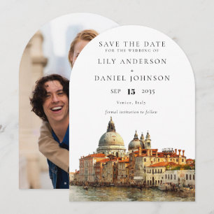 Venice Skyline Watercolor Photo Wedding Arch Save The Date