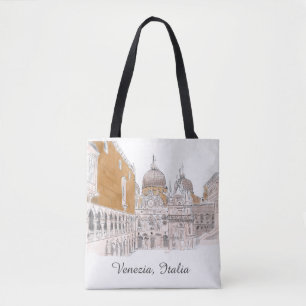 Venice St. Marks Square Pen and Ink Illustration Tote Bag