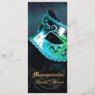 Venice Teal Masquerade Bridal Shower Invitation