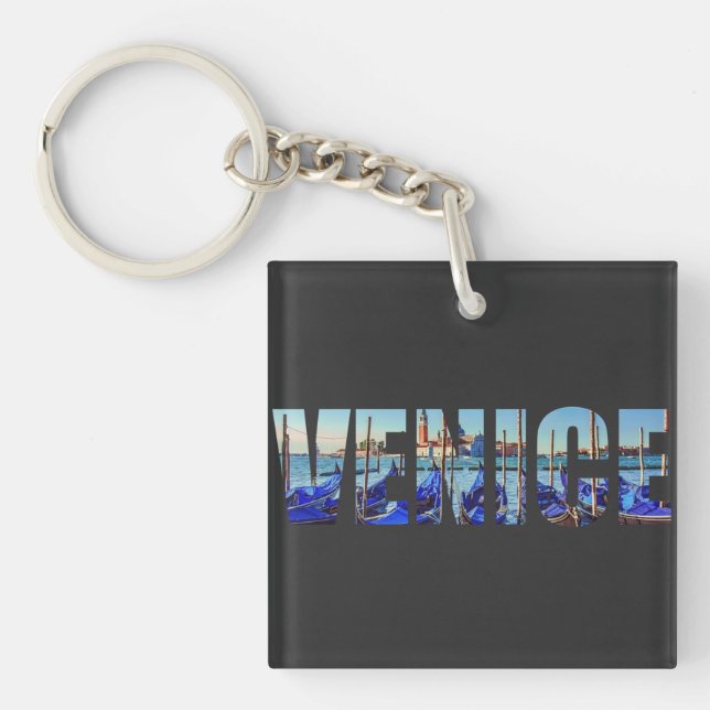 Venice text and Vanice landscape Key Ring (Front)