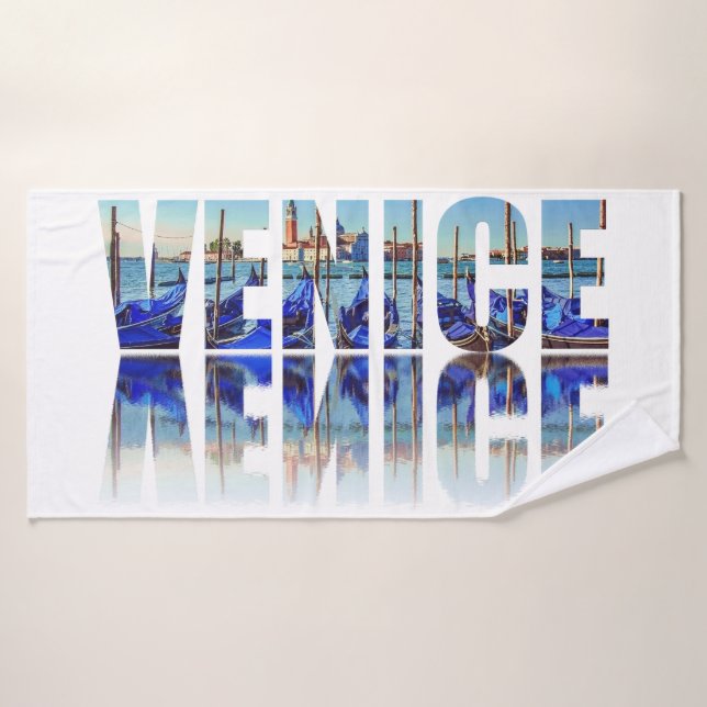 Venice text with reflection bath towel (Bath Towel)