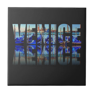 Venice text with reflection ceramic tile