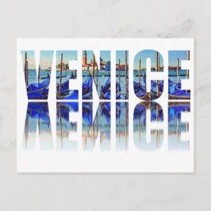 Venice text with reflection postcard