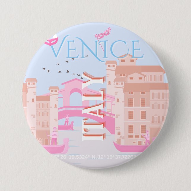 Venice Travel Art, Italy, Travel Art 7.5 Cm Round Badge (Front)