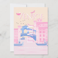 Venice Travel Art, Italy, Travel Art, Pink