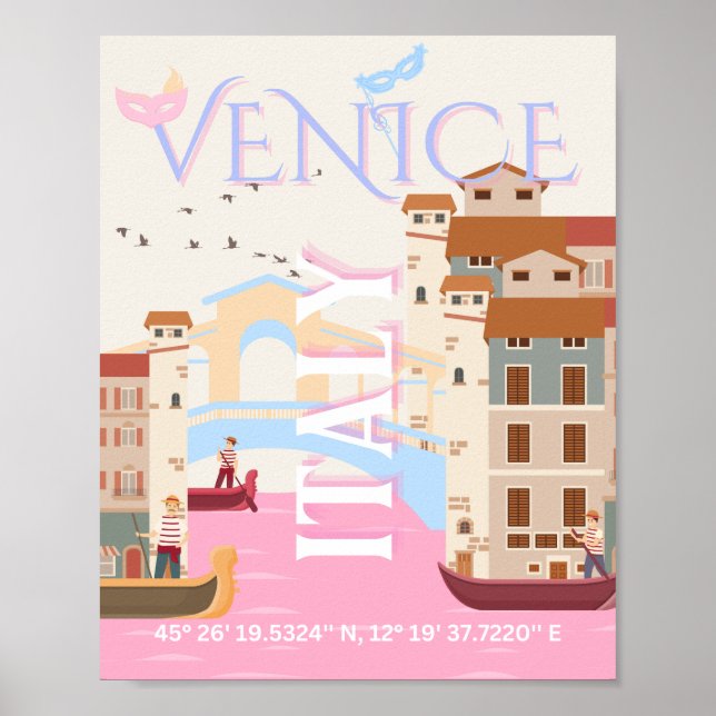Venice Travel Art, Italy, Travel Art Poster (Front)