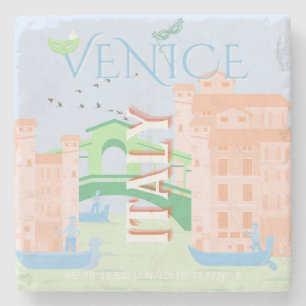 Venice Travel Art, Italy, Travel Art Stone Coaster