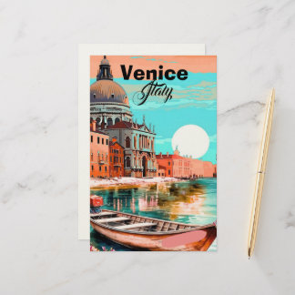 Venice Travel Postcard Art, Venice Postcard, Venic Stationery