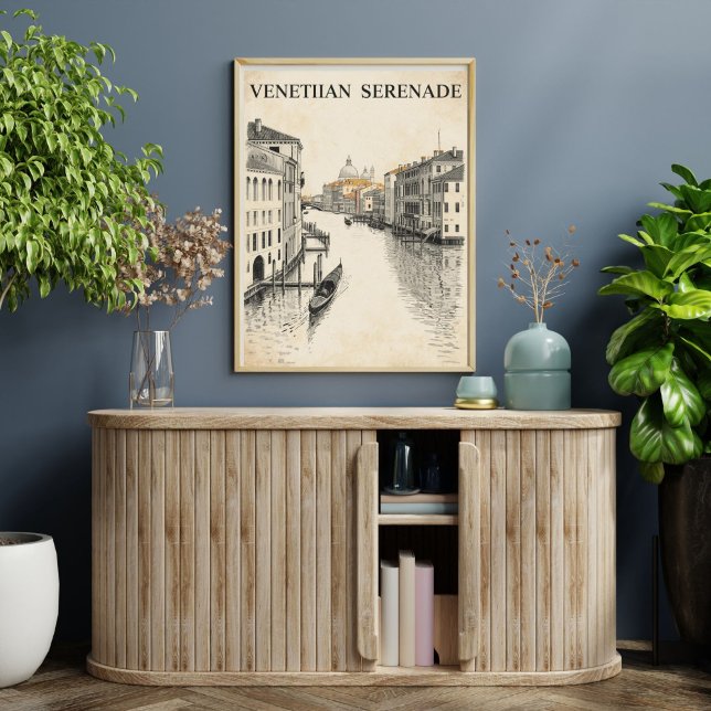 Venice Travel | Retro Gondola Canal Vintage  Poster (Creator Uploaded)