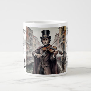 Venice Vacation,Violinist in Venice Carnival, Rome Large Coffee Mug