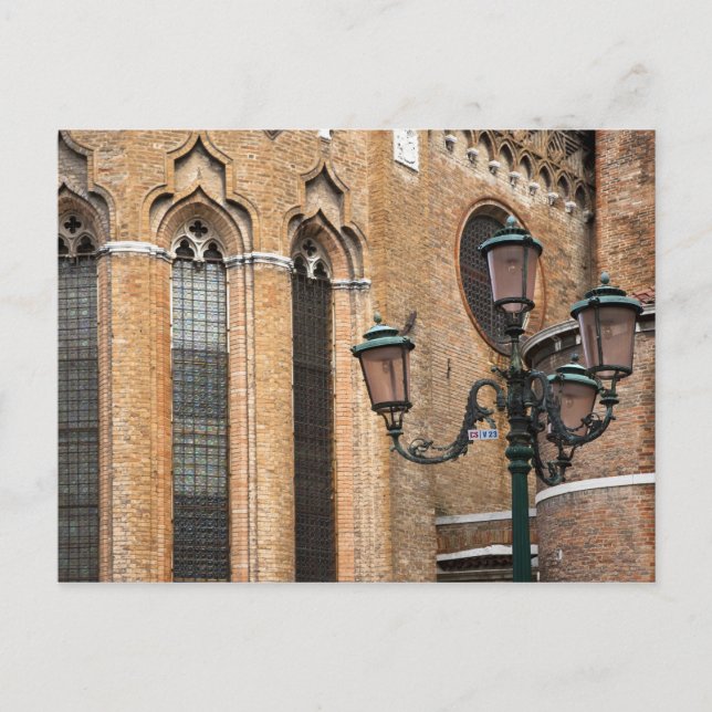 Venice, Veneto, Italy - A lamp post is standing Postcard (Front)