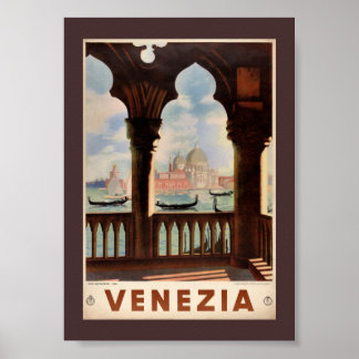 Venice Venezia Vintage Travel Poster Restored