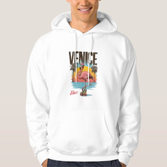 Venice Vibes Flamingo Retro Beach California Tropi Hoodie (Front)