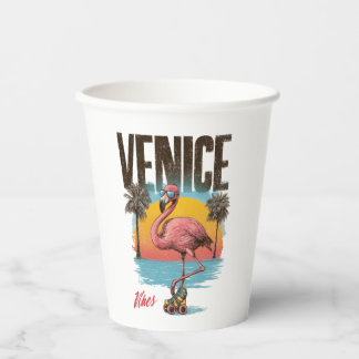 Venice Vibes Flamingo Retro Beach California Tropi Paper Cups
