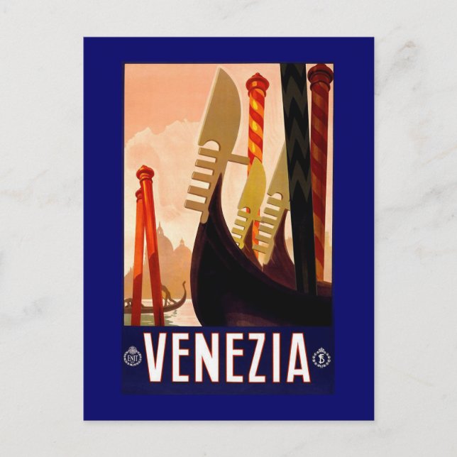 "Venice" Vintage Italian Travel Poster Postcard (Front)