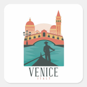 Venice Vintage Travel   Square Sticker
