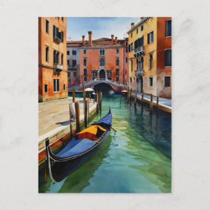 Venice watercolor art postcard