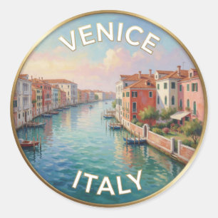Venice Waterfront Reflections Italy Travel Classic Round Sticker