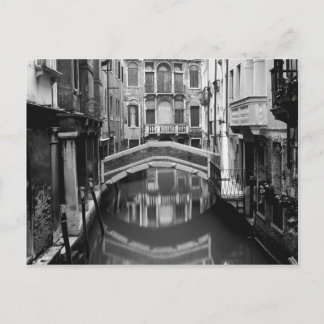 Venice Waterway Black and White Postcard