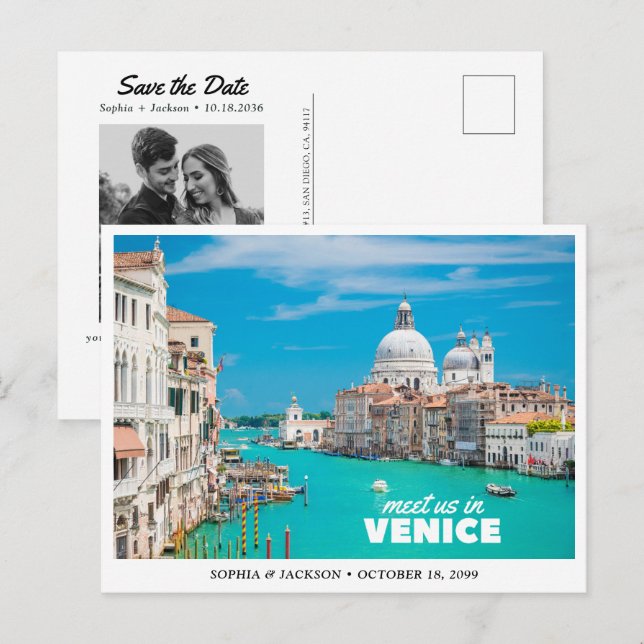 Venice Wedding Italy Save the Date Retro Postcard (Front/Back)