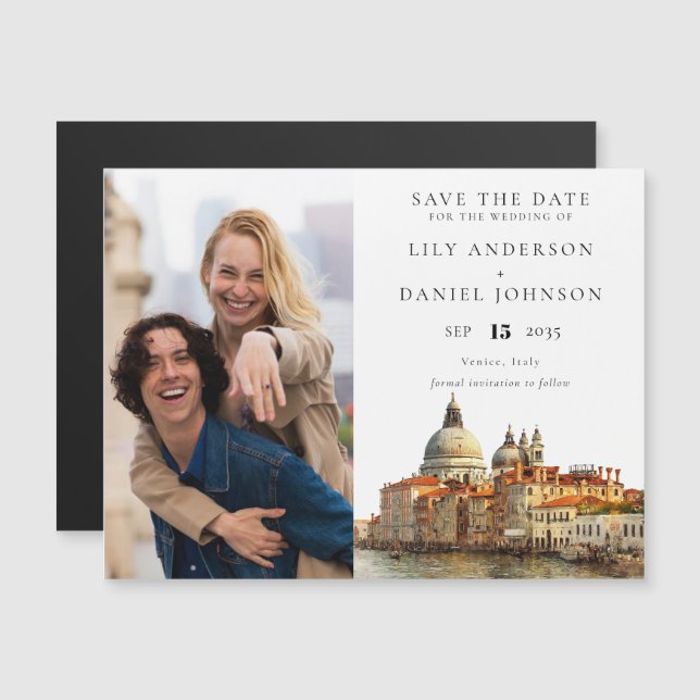 Venice Wedding Photo Save The Date Magnetic Invitation (Front/Back)