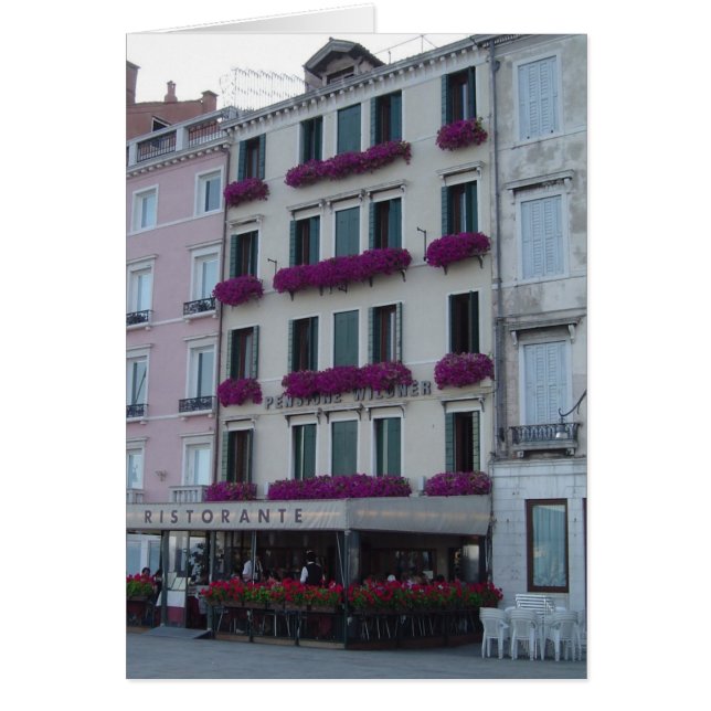 Venice Window Flower Boxes Blank Card (Front)