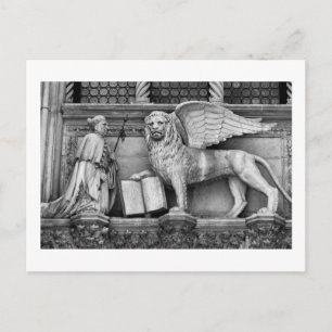 VENICE WINGED LION B/W POSTCARD