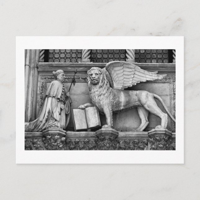 VENICE WINGED LION B/W POSTCARD (Front)