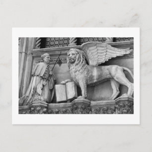VENICE WINGED LION B/W POSTCARD