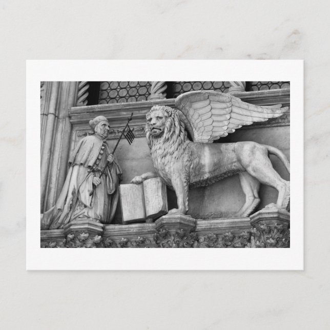 VENICE WINGED LION B/W POSTCARD (Front)