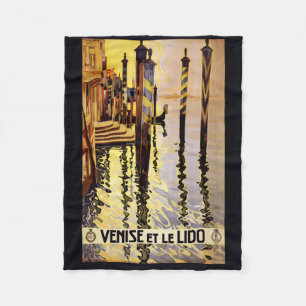 "Venise et le Lido" Italy vintage travel fleece Blanket