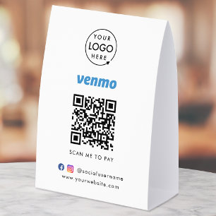 Venmo Payment Tabletop Sign QR Code Scan to Pay