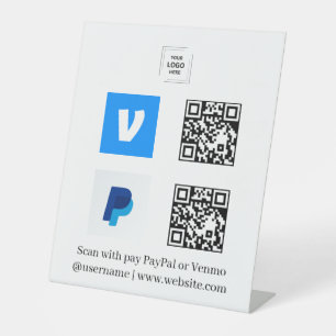 Venmo & PayPal QR Code Scan to Pay Logo Pedestal Sign