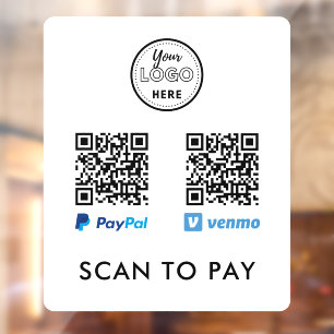 Venmo Paypal QR Code Scan to Pay Logo White