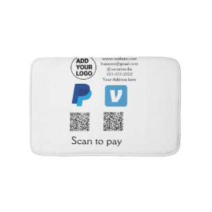 Venmo paypal scan to pay add q r code logo text na bath mat