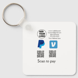 Venmo paypal scan to pay add q r code logo text na key ring