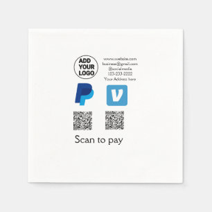 Venmo paypal scan to pay add q r code logo text na napkin