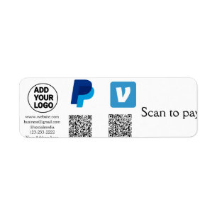 Venmo paypal scan to pay add q r code logo text na return address label