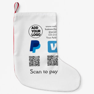 Venmo paypal scan to pay add q r code logo text na small christmas stocking