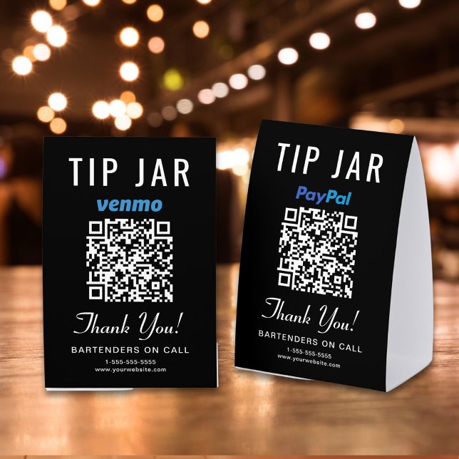 Venmo PayPal Tip Jar QR Black Business (Creator Uploaded)
