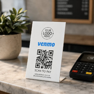 Venmo QR Code Contactless Payment Add Logo Pedestal Sign