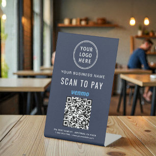 Venmo QR Code Logo Blue Scan to Pay Pedestal Sign