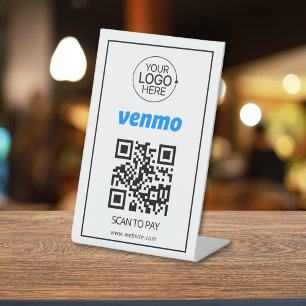 Venmo QR Code Payment Add Logo Contactless  Pedestal Sign