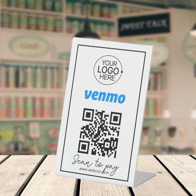 Venmo QR Code Payment Add Logo Contactless Script Pedestal Sign (Venmo QR Code Payment Add Logo Contactless Script Pedestal Sign)